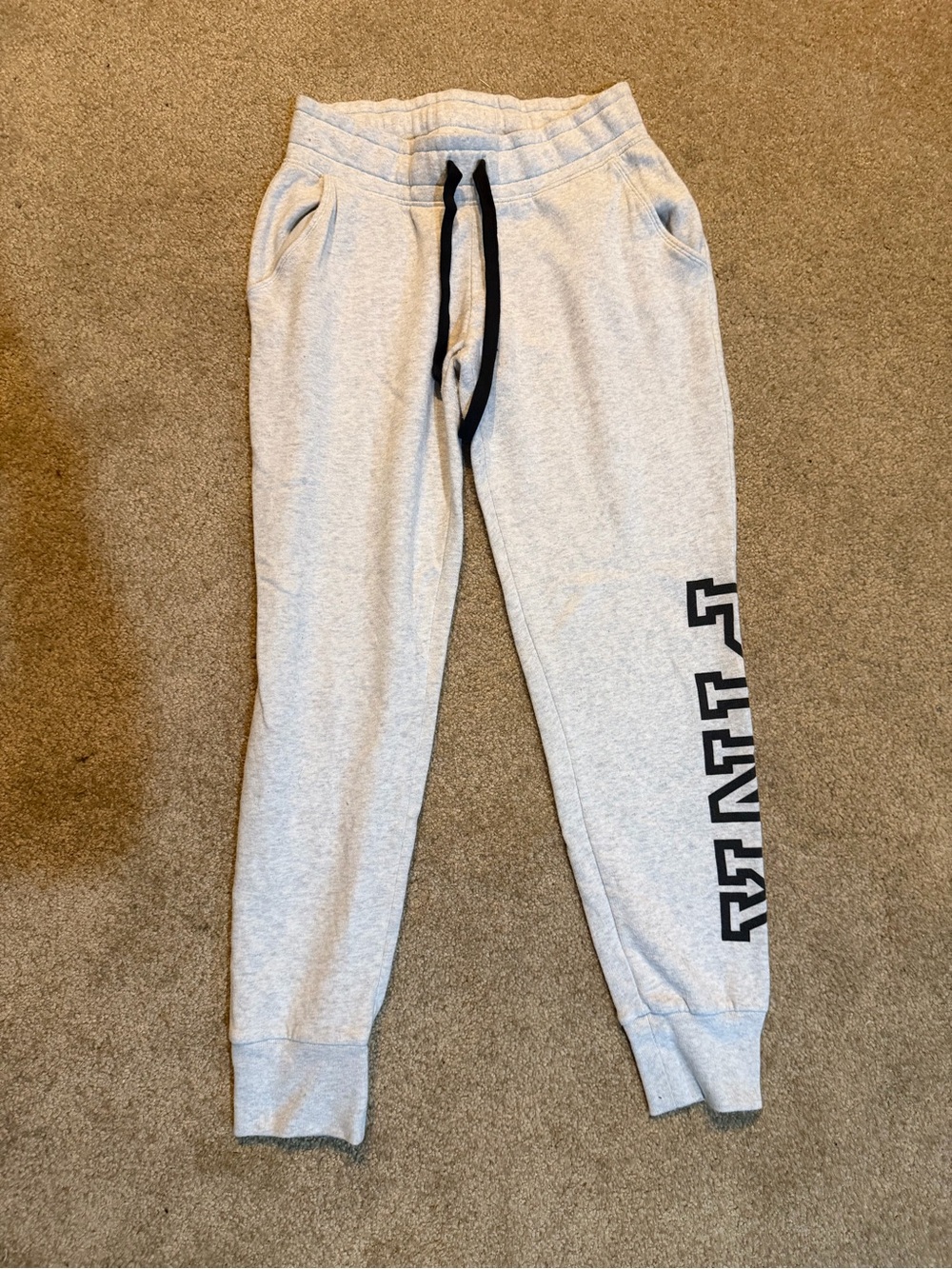 PINK Victoria's Secret Light Heather Gray Sweatpants with Black Logo